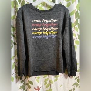 NWT ‘Come Together’ Gray Women’s Long Sleeve Crewneck